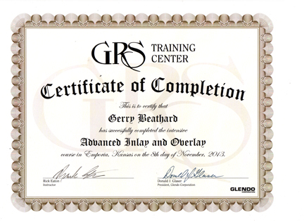 Advanced Inlay and Overlay Certificate