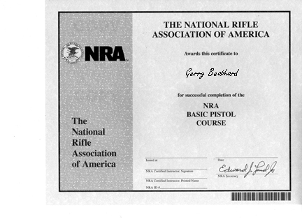 NRA Basic Pistol Certificate