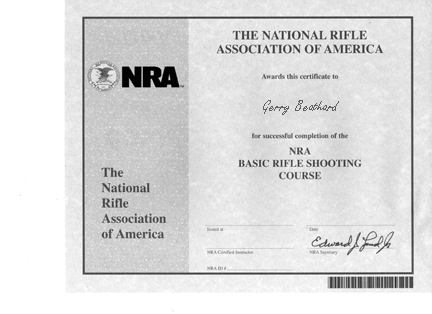 NRA Basic Rifle Certificate