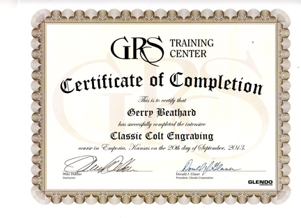 Classic Colt Engraving Certificate