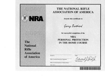 NRA Personal Protection Certificate