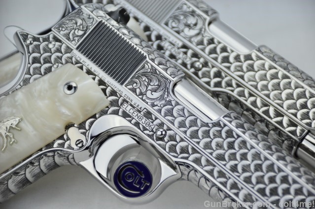 Right Side of Hand Engraved Colt 1911 Customs