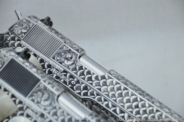 Right side of Hand Engraved Colt 1911 Customs