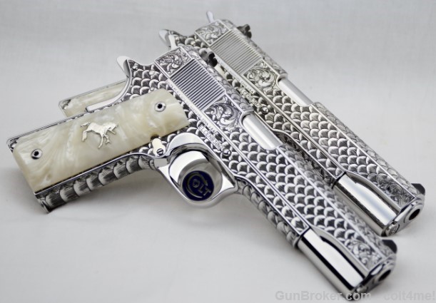 Pair of Hand Engraved Colt 1911 Customs