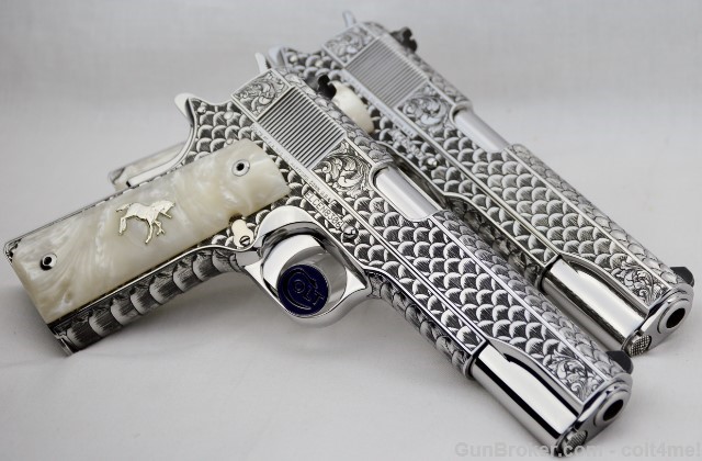 Right Side of Hand Engraved Colt 1911 Customs